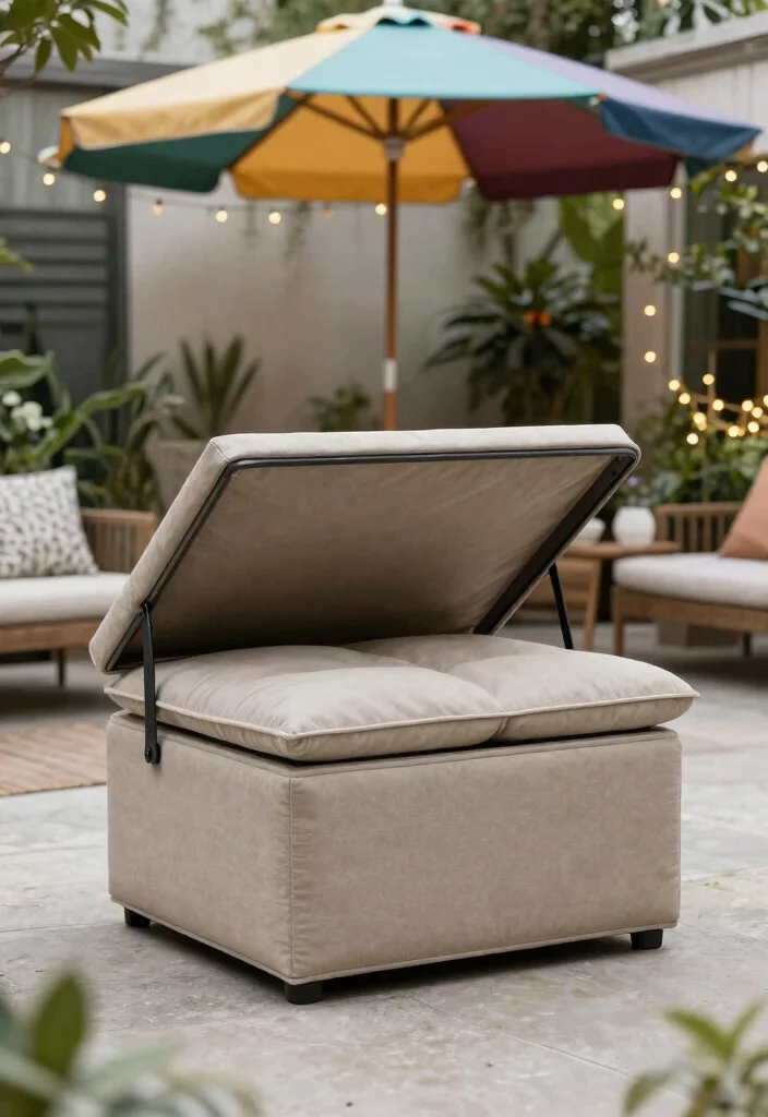 11 Clever Patio Umbrella Storage Ideas for Winter Months 8 11 Clever Patio Umbrella Storage Ideas for Winter Months 8. Invest in a Storage Ottoman 0
