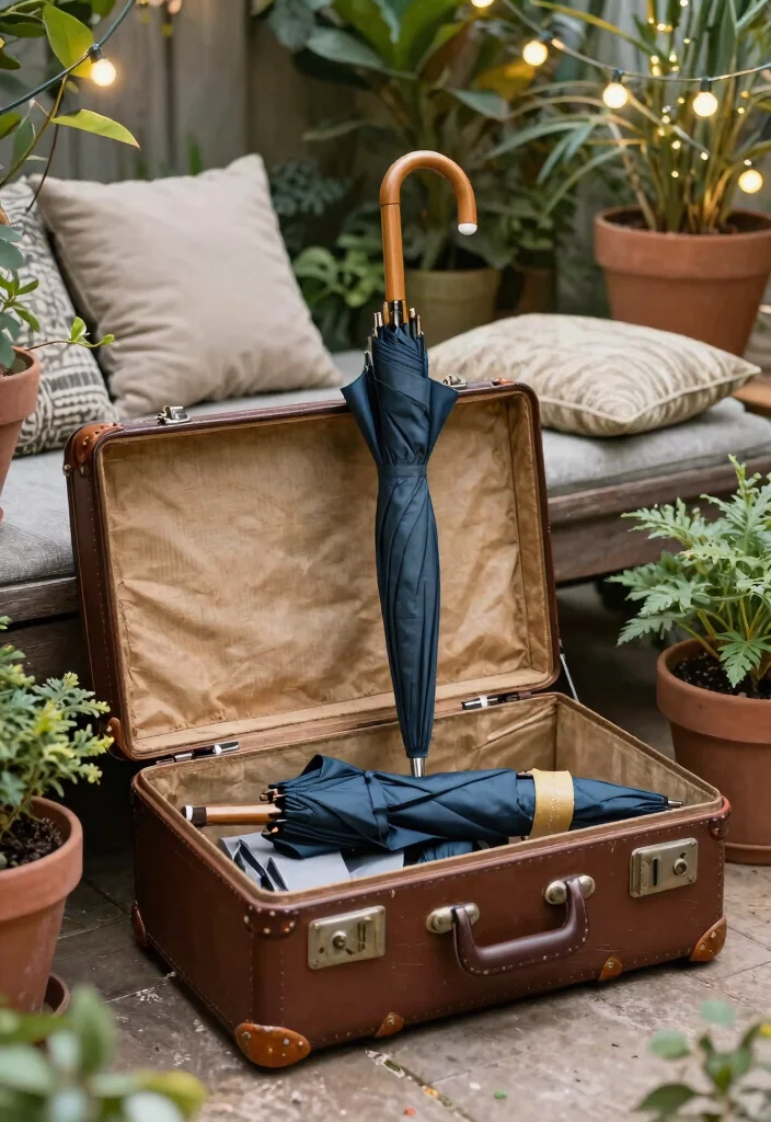 11 Clever Patio Umbrella Storage Ideas for Winter Months 9 11 Clever Patio Umbrella Storage Ideas for Winter Months 9. Repurpose an Old Suitcase 0