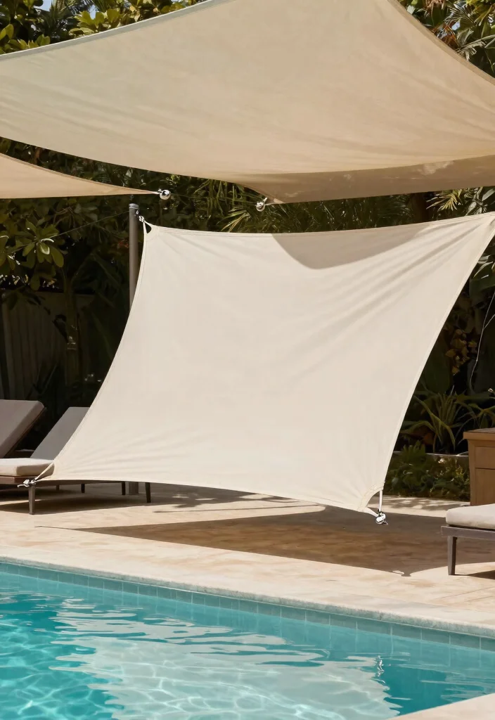 11 Creative Sun Sail Shade Ideas Over Pool (UV Protection) 4 11 Creative Sun Sail Shade Ideas Over Pool UV Protection 4. Adjustable and Versatile Shades 0