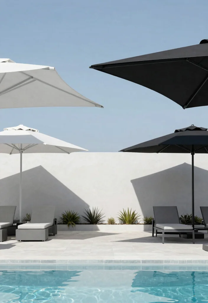11 Creative Sun Sail Shade Ideas Over Pool (UV Protection) 8 11 Creative Sun Sail Shade Ideas Over Pool UV Protection 8. Minimalist Monochromes 0