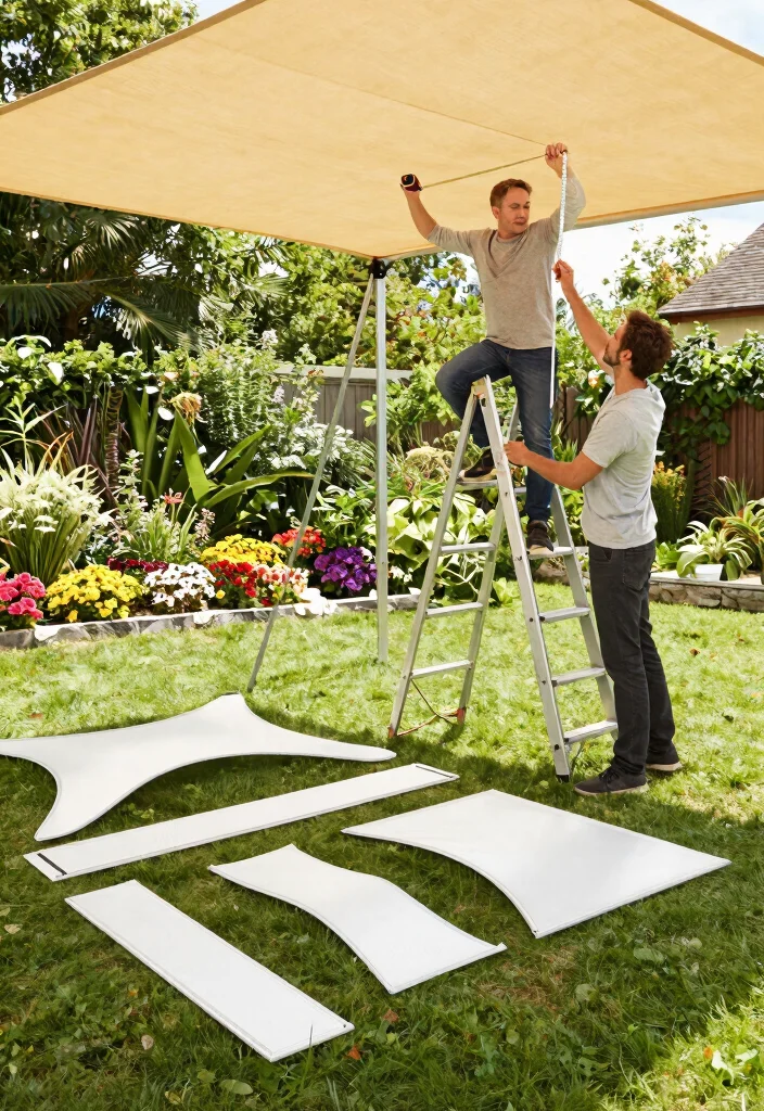 11 Essential Outdoor Shade Sail Installation Tips (No Sag) 3 11 Essential Outdoor Shade Sail Installation Tips No Sag 3. Measuring for Perfect Fit 0