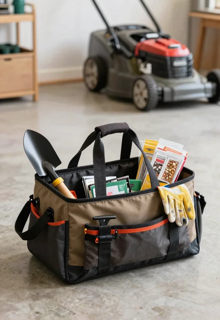 11 Garage Organization Ideas Lawn Mower Space Savers 9. Tool Bag Organization 0