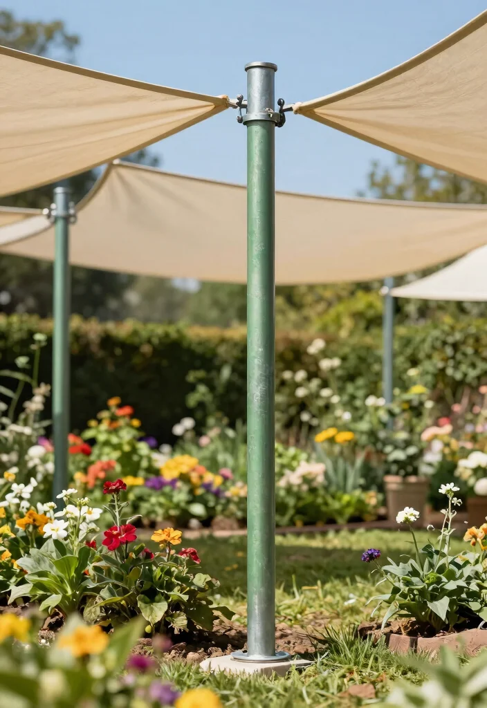 11 Heavy Duty Shade Sail Pole Ideas No Sagging 1. Sturdy Steel Poles for Maximum Support 0