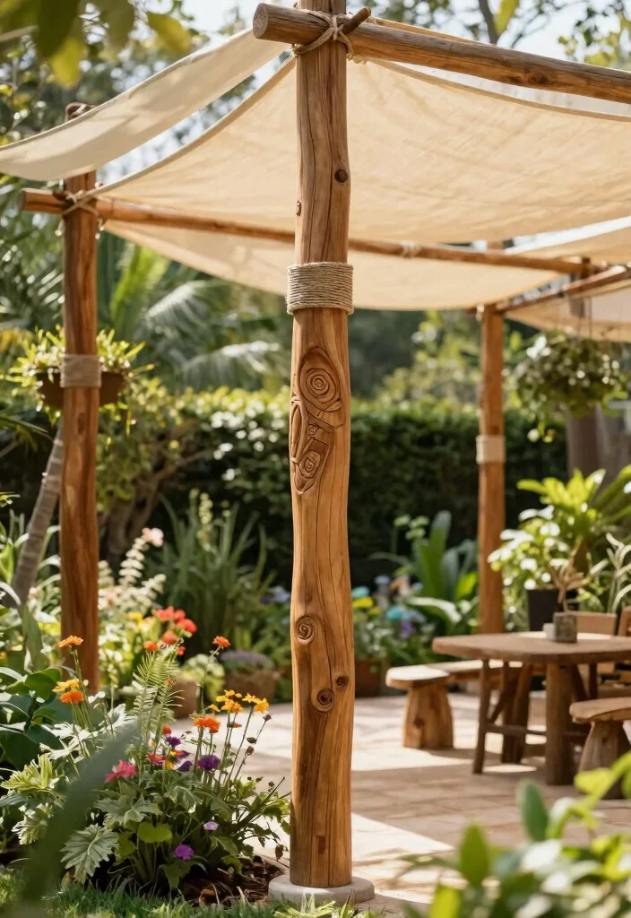 11 Heavy Duty Shade Sail Pole Ideas No Sagging 2. Rustic Wooden Poles for a Natural Look 0