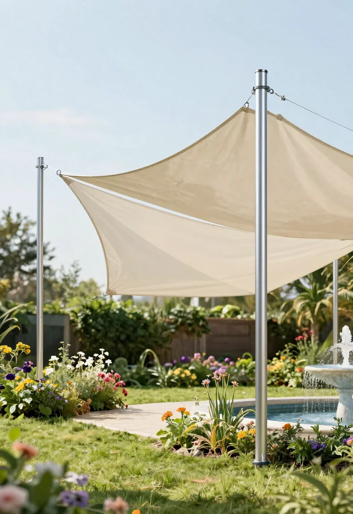 11 Heavy Duty Shade Sail Pole Ideas No Sagging 3. Adjustable Telescopic Poles for Versatility 0