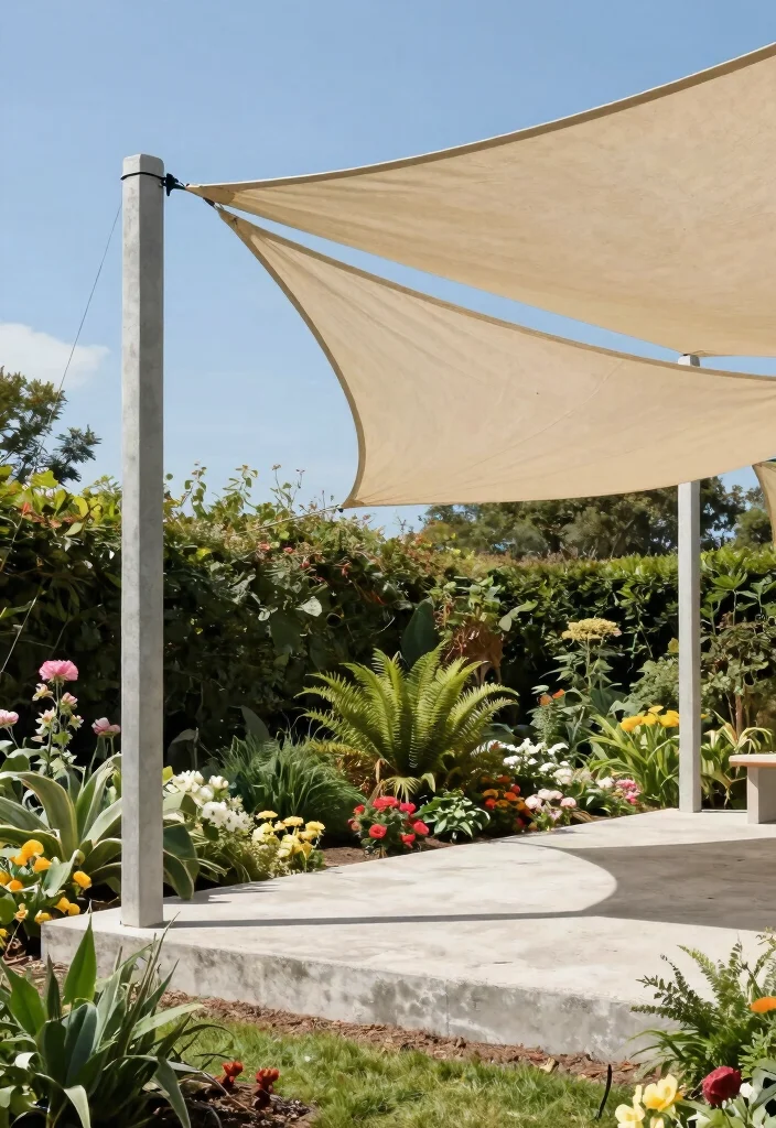 11 Heavy Duty Shade Sail Pole Ideas No Sagging 5. Concreted Poles for Ultimate Stability 0