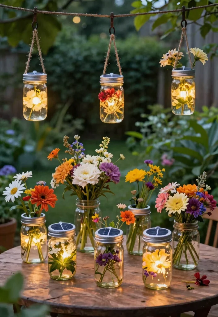 11 Outdoor Flower Pot Ideas Patio Solar Lights Combo 1 11 Outdoor Flower Pot Ideas Patio Solar Lights Combo 1. Upcycled Mason Jar Pots with Solar Caps 0