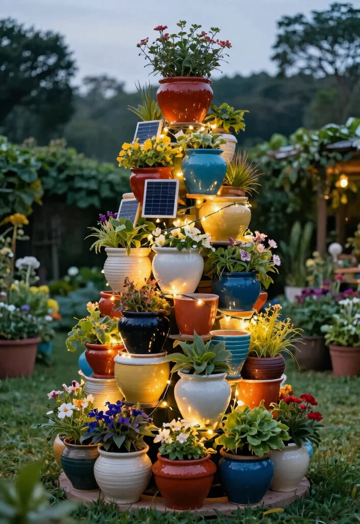 11 Outdoor Flower Pot Ideas Patio Solar Lights Combo 10 11 Outdoor Flower Pot Ideas Patio Solar Lights Combo 10. Ceramic Pot Towers with Solar String Lights 0