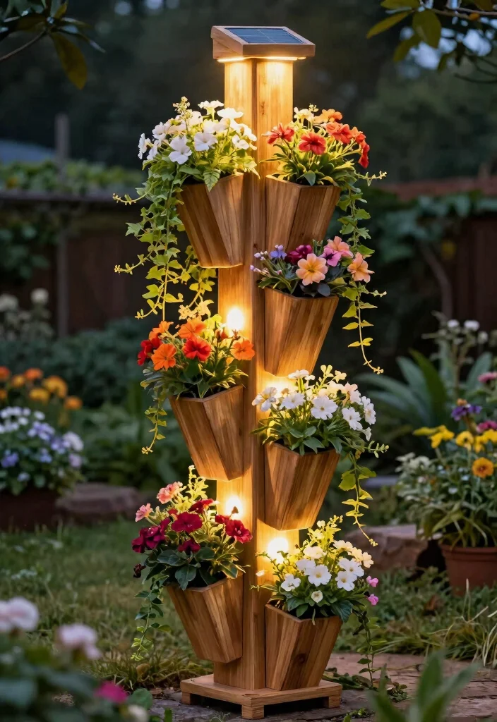 11 Outdoor Flower Pot Ideas Patio Solar Lights Combo 2 11 Outdoor Flower Pot Ideas Patio Solar Lights Combo 2. Vertical Planter with Integrated Solar Lights 0