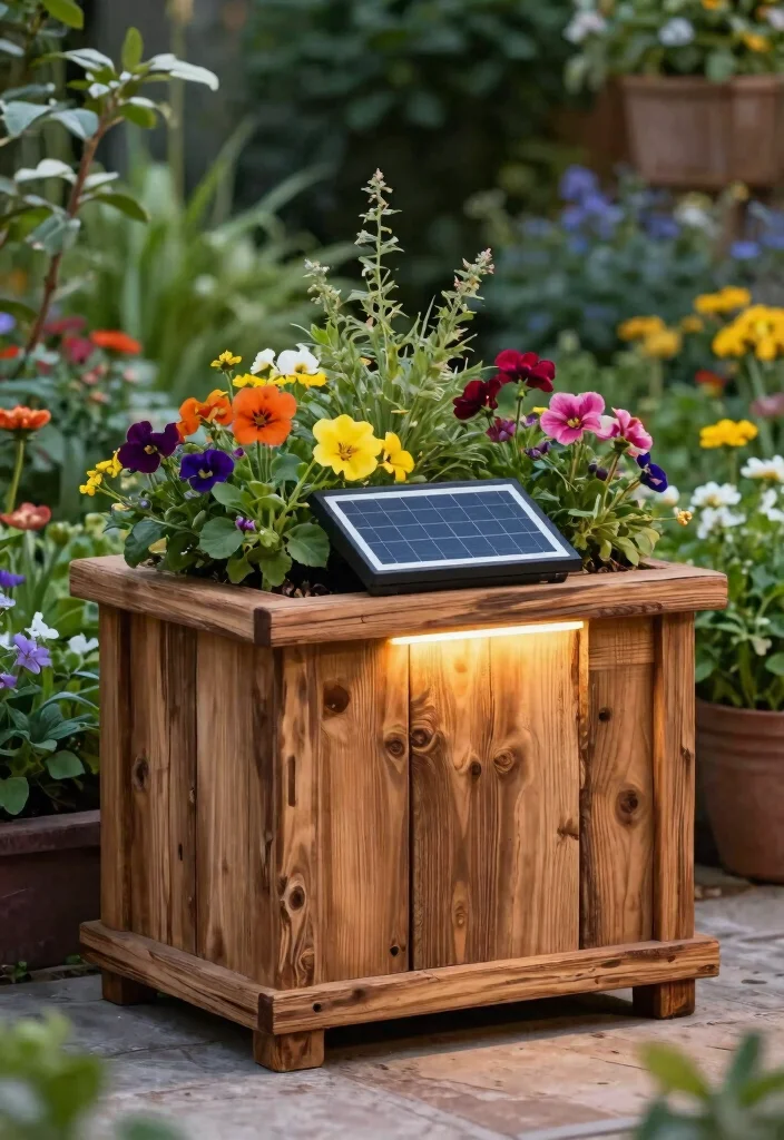 11 Outdoor Flower Pot Ideas Patio Solar Lights Combo 8 11 Outdoor Flower Pot Ideas Patio Solar Lights Combo 8. Reclaimed Wood Planters with Solar Panels 0