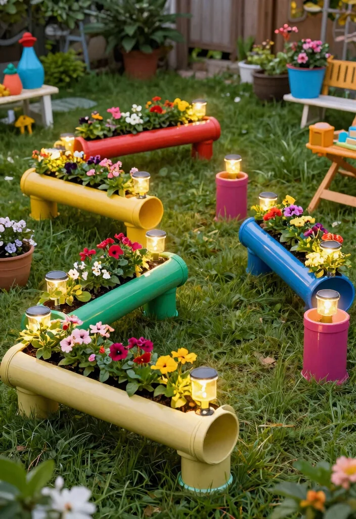 11 Outdoor Flower Pot Ideas Patio Solar Lights Combo 9 11 Outdoor Flower Pot Ideas Patio Solar Lights Combo 9. Colorful PVC Pipe Planters with Solar Lights 0