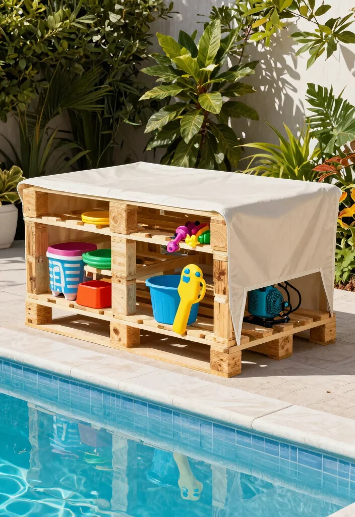 11 Rustic Pallet Pool Filter Cover Ideas Cheap DIY 11. Functional Pallet Storage Cover 0