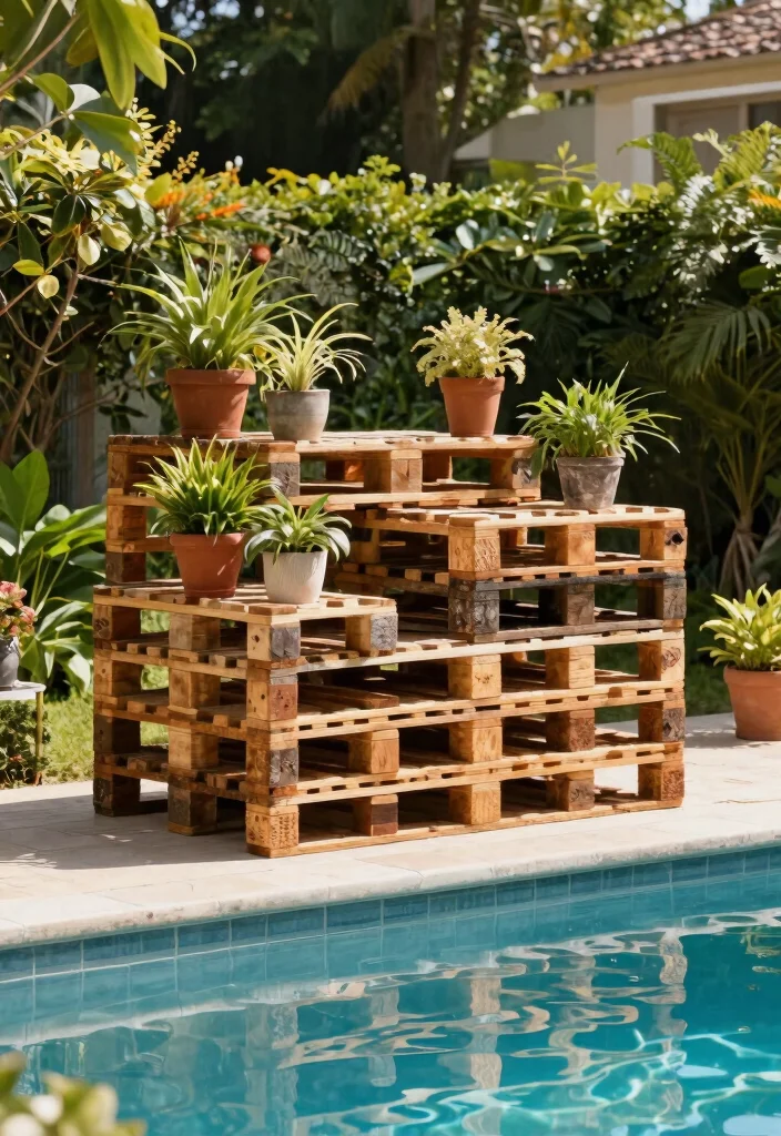 11 Rustic Pallet Pool Filter Cover Ideas Cheap DIY 6. Multi Level Pallet Cover 0