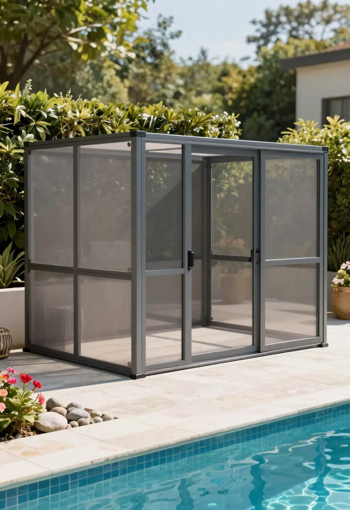 11 Sturdy Pool Pump Enclosure Ideas for Noise Reduction 10 11 Sturdy Pool Pump Enclosure Ideas for Noise Reduction 10. Modular Enclosure System 0