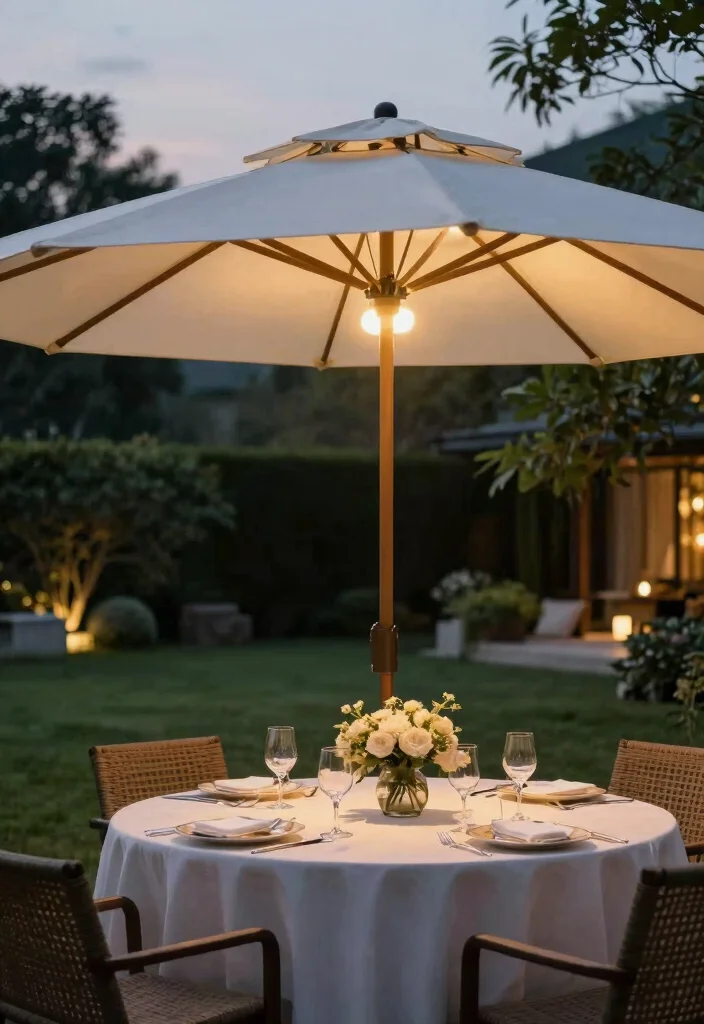 13 Brilliant Patio Umbrella Lights Ideas for Evening Meals 7. Umbrella Canopy Lights 0