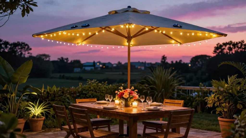 13 Brilliant Patio Umbrella Lights Ideas for Evening Meals