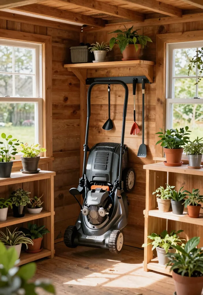 13 Clever Lawn Mower Storage Ideas for Small Sheds 1. Wall Mounted Lawn Mower Rack 0