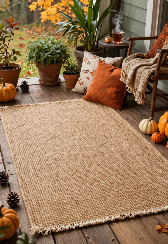 13 Cozy Fall Outdoor Rug Ideas for Your Autumn Porch Decor 1. Warm Textured Jute Rugs 0
