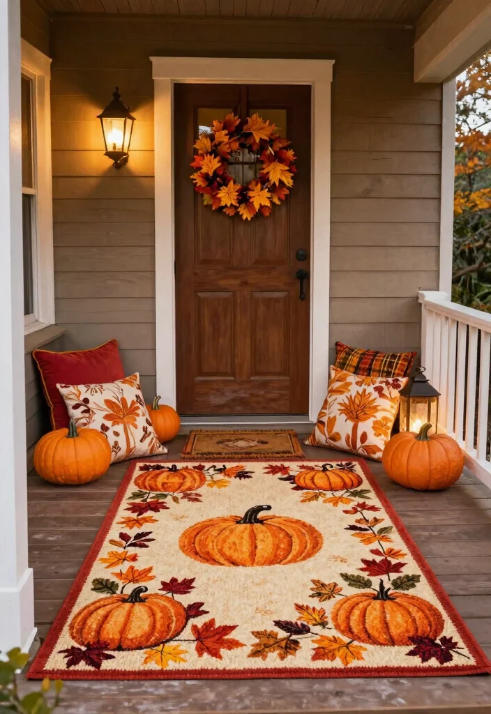 13 Cozy Fall Outdoor Rug Ideas for Your Autumn Porch Decor 11. Seasonal Themed Rugs 0