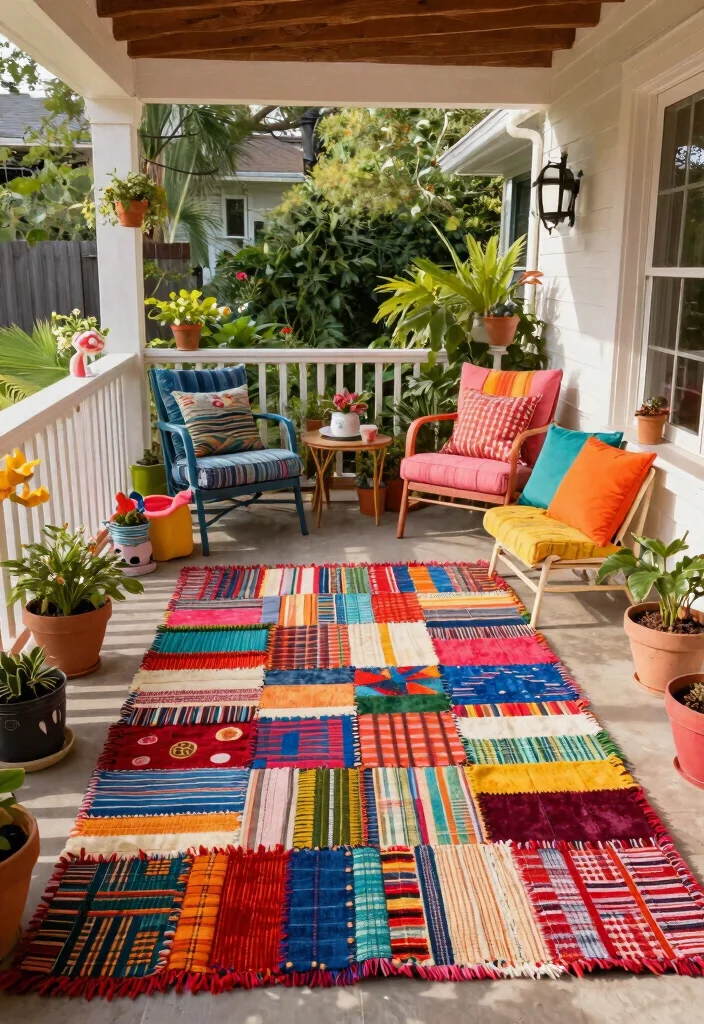 13 Cozy Fall Outdoor Rug Ideas for Your Autumn Porch Decor 7. Upcycled Fabric Rugs 0