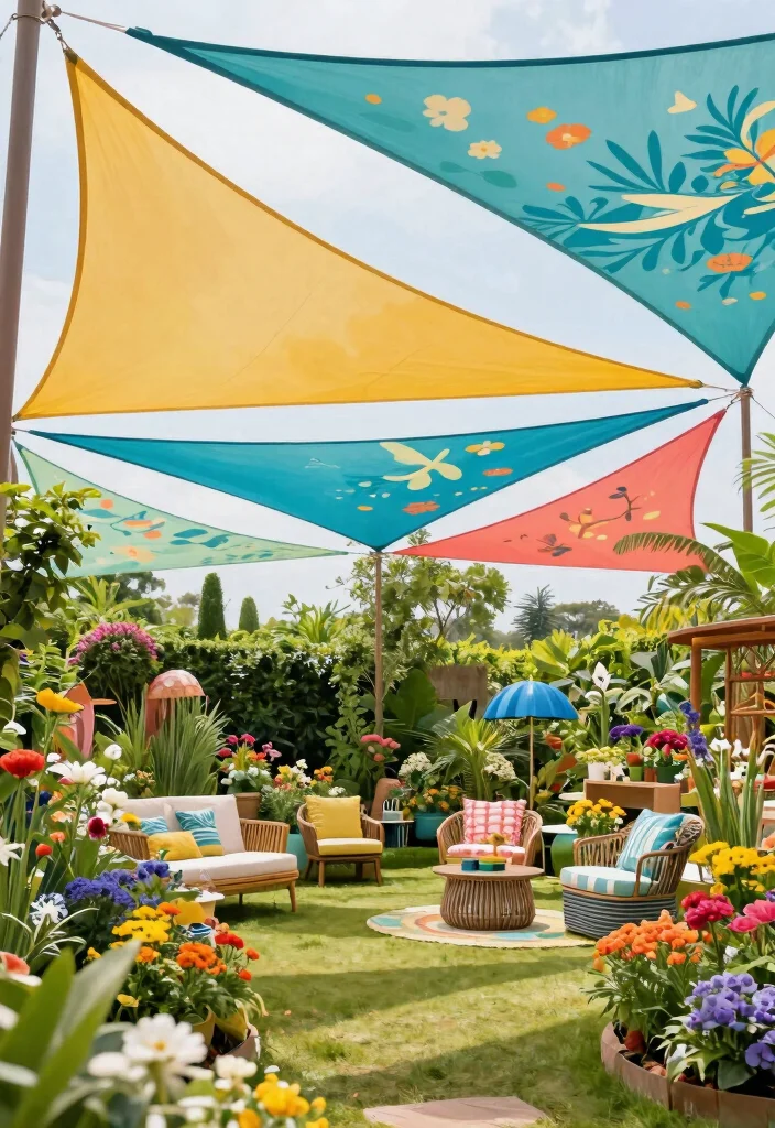 13 Modern Triangle Sun Sail Shade Ideas Geometric Vibe 11. Colorful Seasonal Displays 0