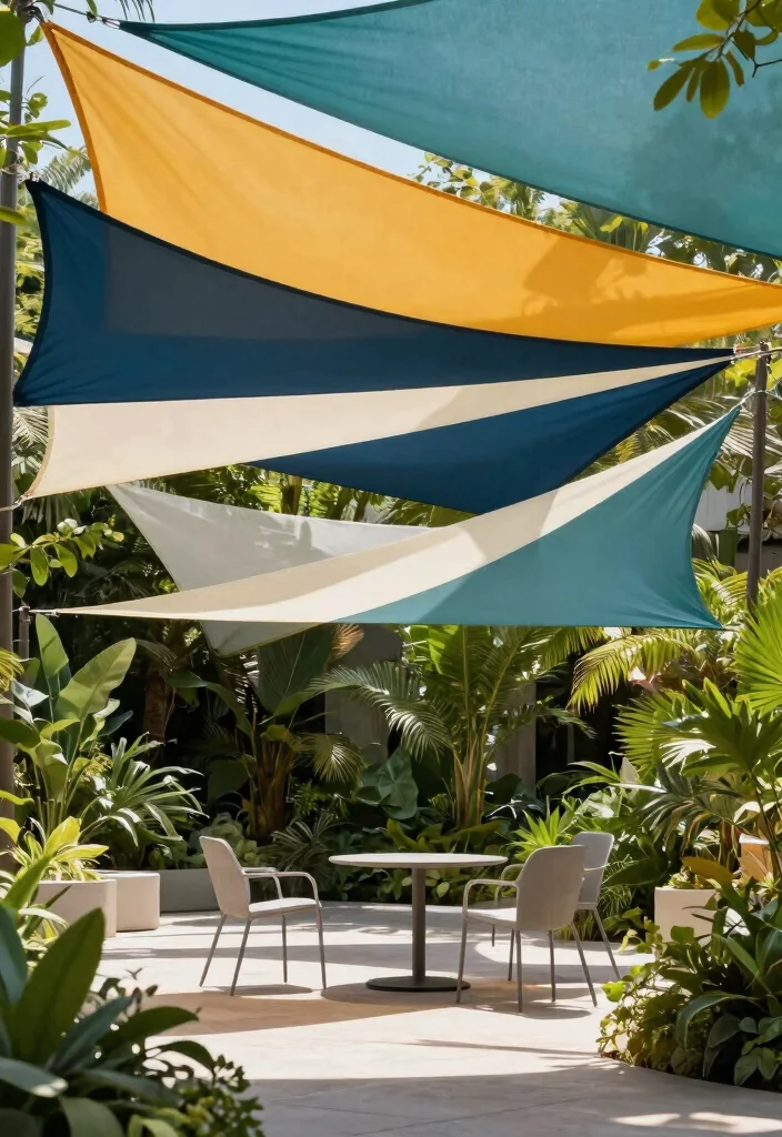 13 Modern Triangle Sun Sail Shade Ideas Geometric Vibe 2. Geometric Garden Art 0