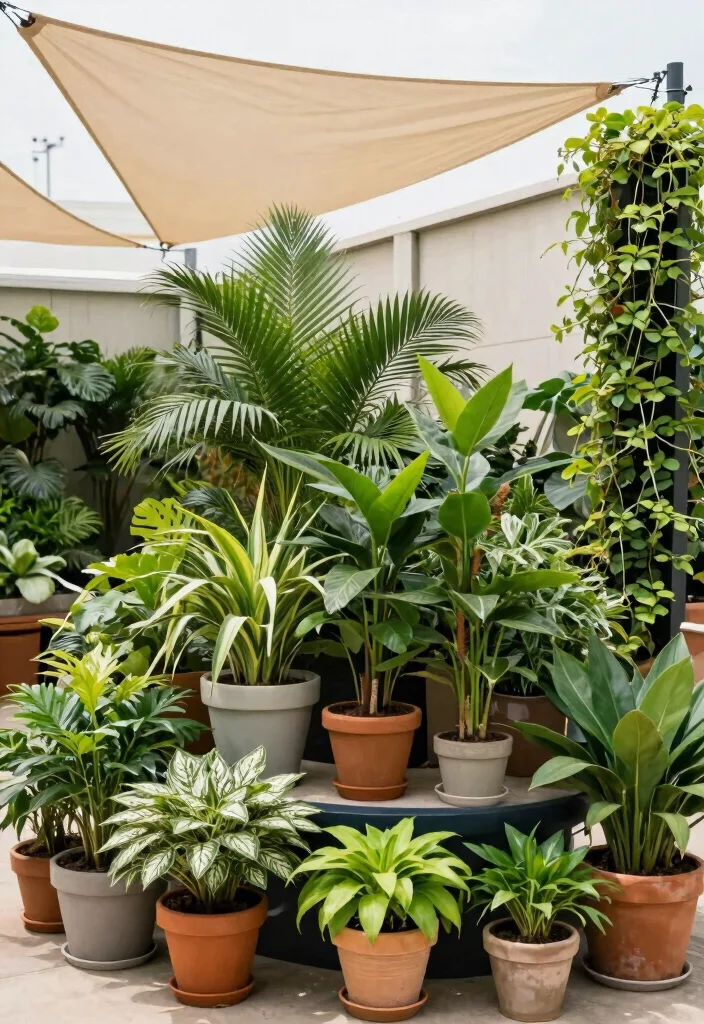 13 Modern Triangle Sun Sail Shade Ideas Geometric Vibe 8. Unique Plant Displays 0