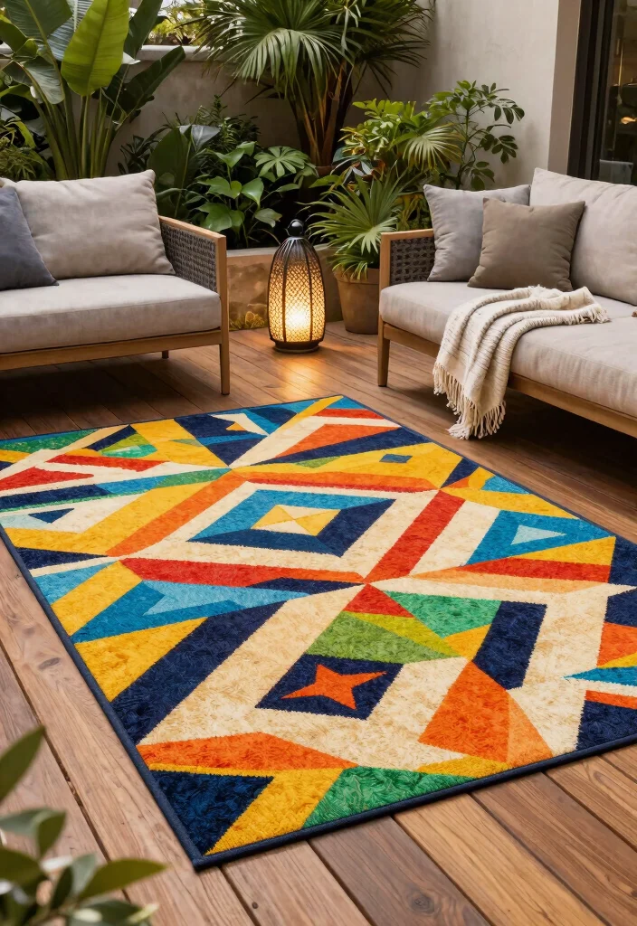 13 Most Stylish Outdoor Rug Ideas Modern Patterns 1. Geometric Patterns for a Bold Statement 0