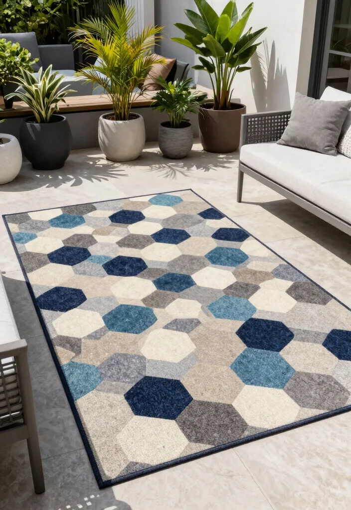 13 Most Stylish Outdoor Rug Ideas Modern Patterns 10. Hexagon Patterns for a Modern Twist 0