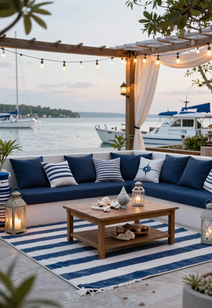 13 Most Stylish Outdoor Rug Ideas Modern Patterns 7. Stripe Patterns for a Nautical Flair 0