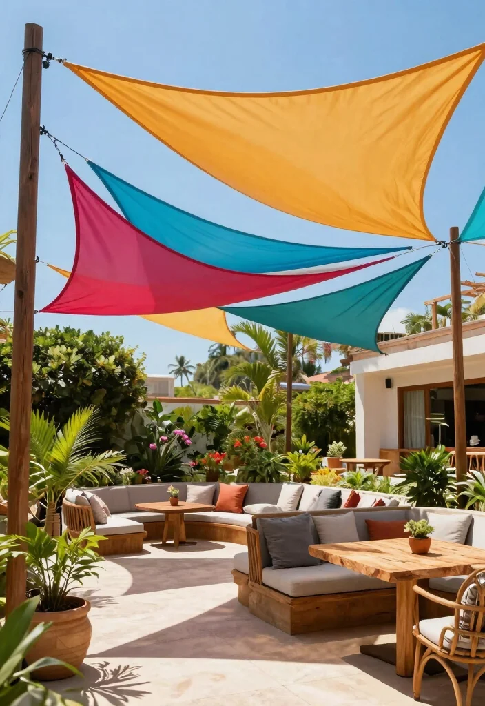 13 Versatile Outdoor Sail Shade Ideas for Any Space 1 13 Versatile Outdoor Sail Shade Ideas for Any Space 1. Triangular Sail Shades for Patios 0