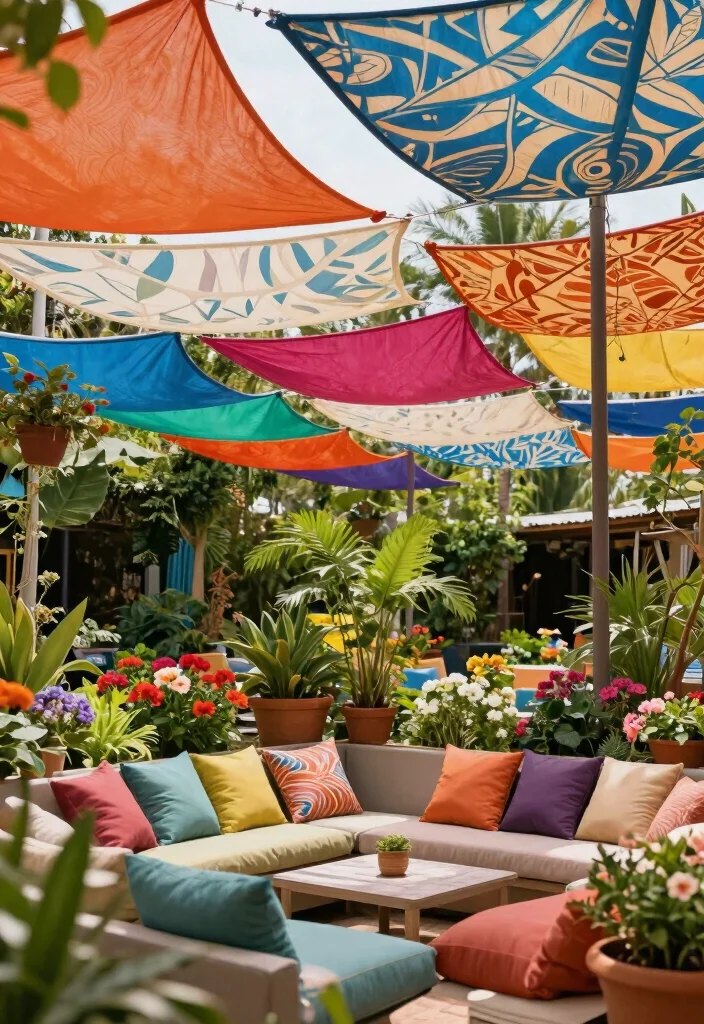 13 Versatile Outdoor Sail Shade Ideas for Any Space 13 13 Versatile Outdoor Sail Shade Ideas for Any Space 13. Creative Color Combinations 0
