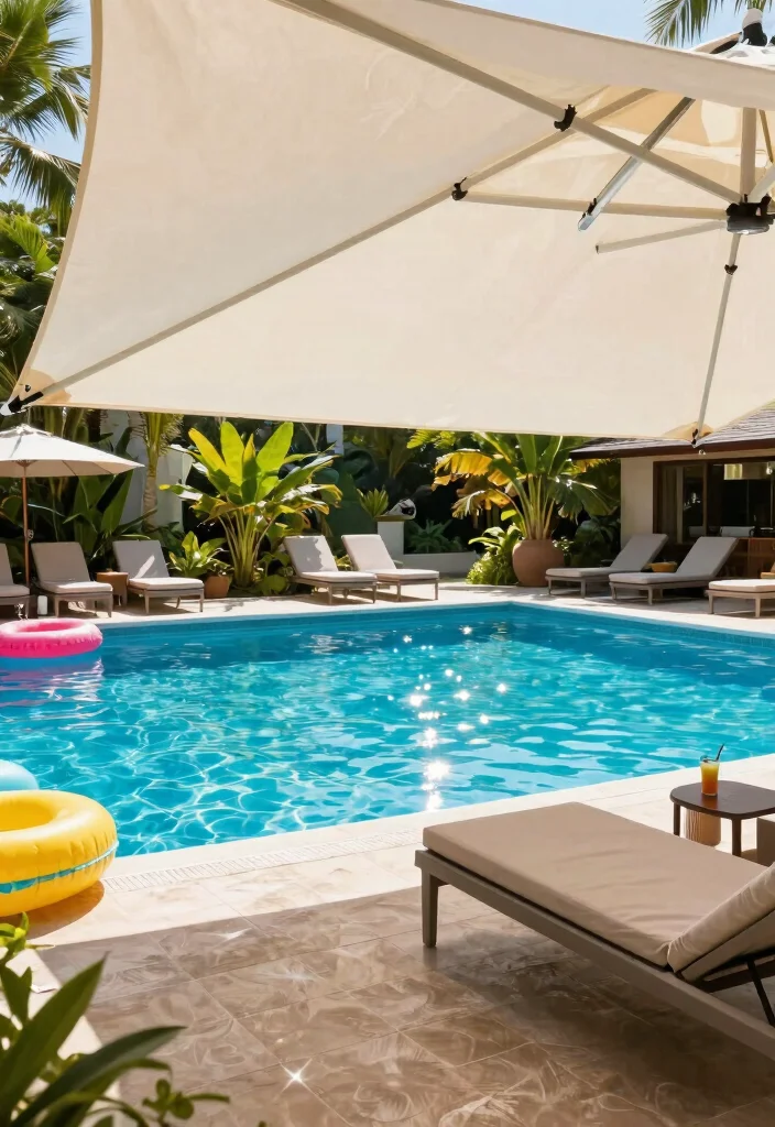 13 Versatile Outdoor Sail Shade Ideas for Any Space 3 13 Versatile Outdoor Sail Shade Ideas for Any Space 3. Sail Shades Above Pool Areas 0