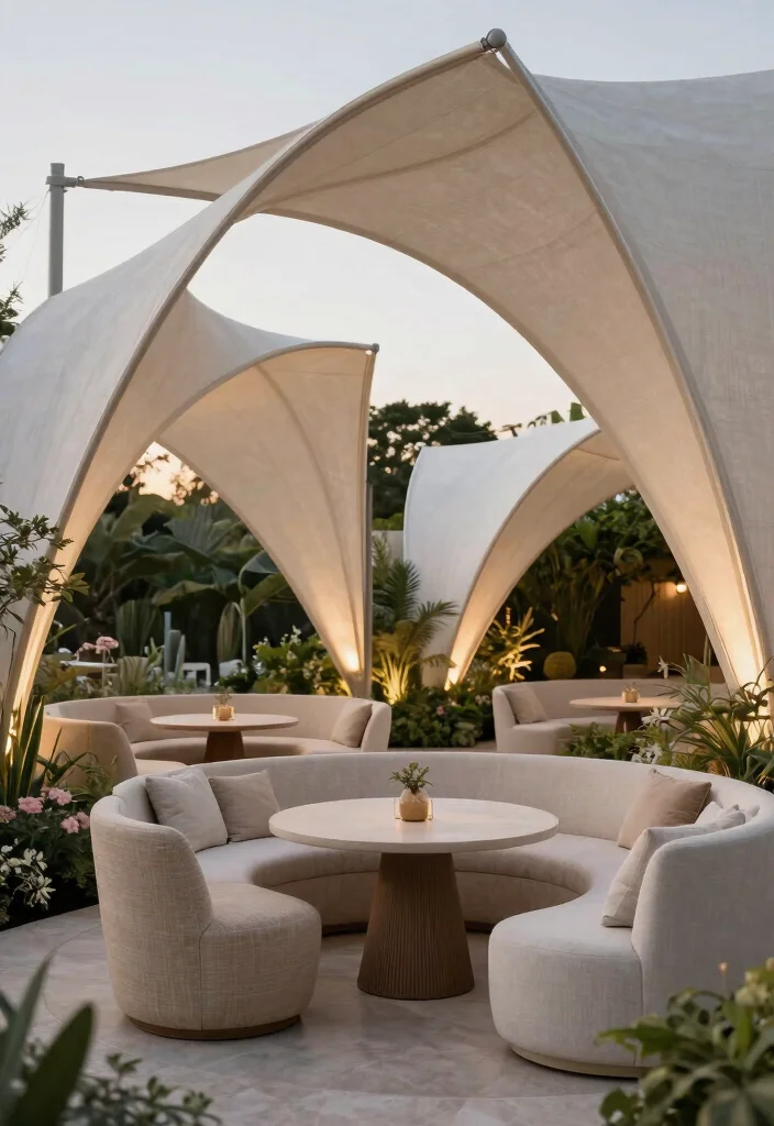 13 Versatile Outdoor Sail Shade Ideas for Any Space 5 13 Versatile Outdoor Sail Shade Ideas for Any Space 5. Curved Sail Shades for Soft Aesthetics 0