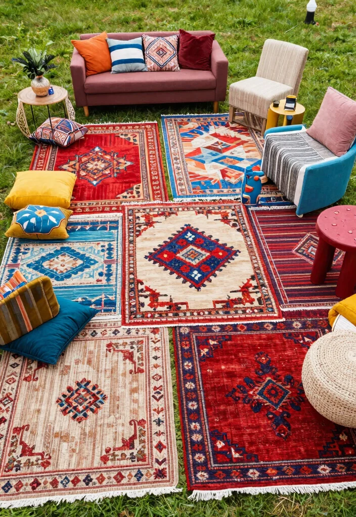 15 Beautiful Outdoor Rug Display Inspiration Photos 10. Eclectic Mix 0