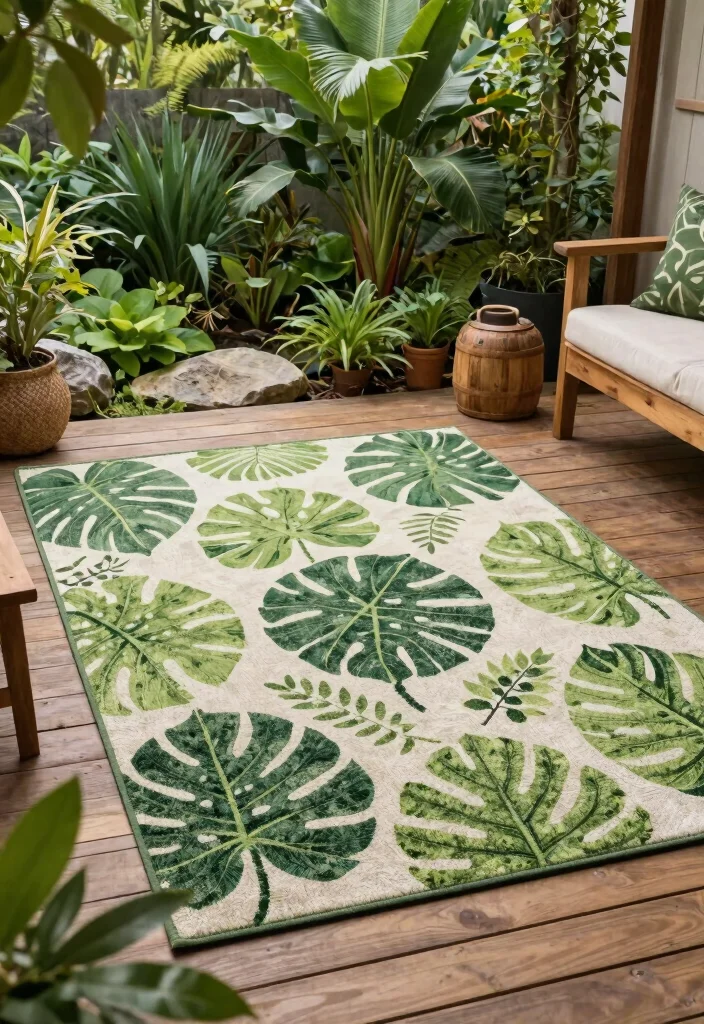 15 Beautiful Outdoor Rug Display Inspiration Photos 6. Nature Inspired Patterns 0