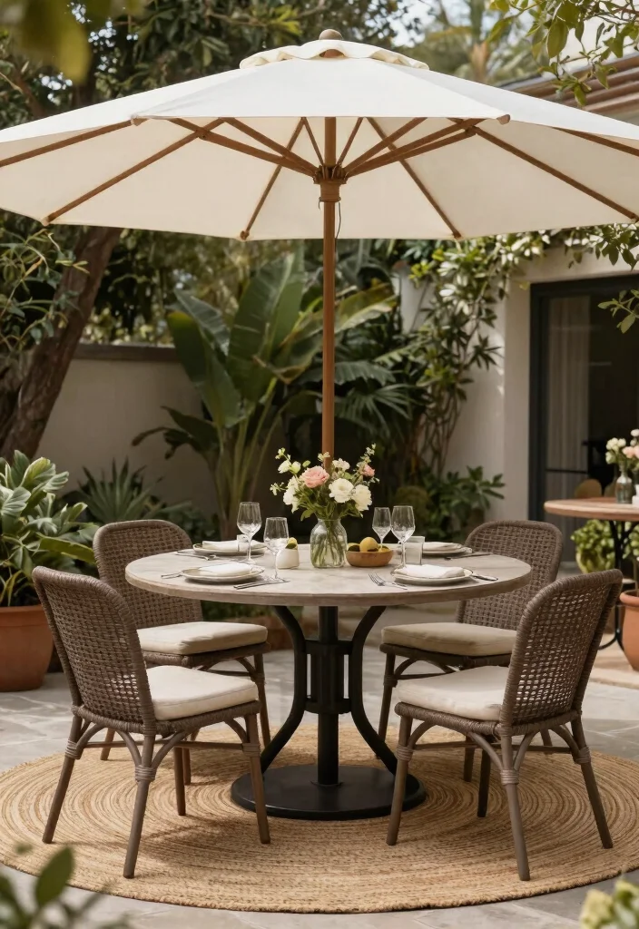 15 Beautiful Shade Umbrella Patio Ideas for Cozy Nooks 11 15 Beautiful Shade Umbrella Patio Ideas for Cozy Nooks 11. Dining Delight 0