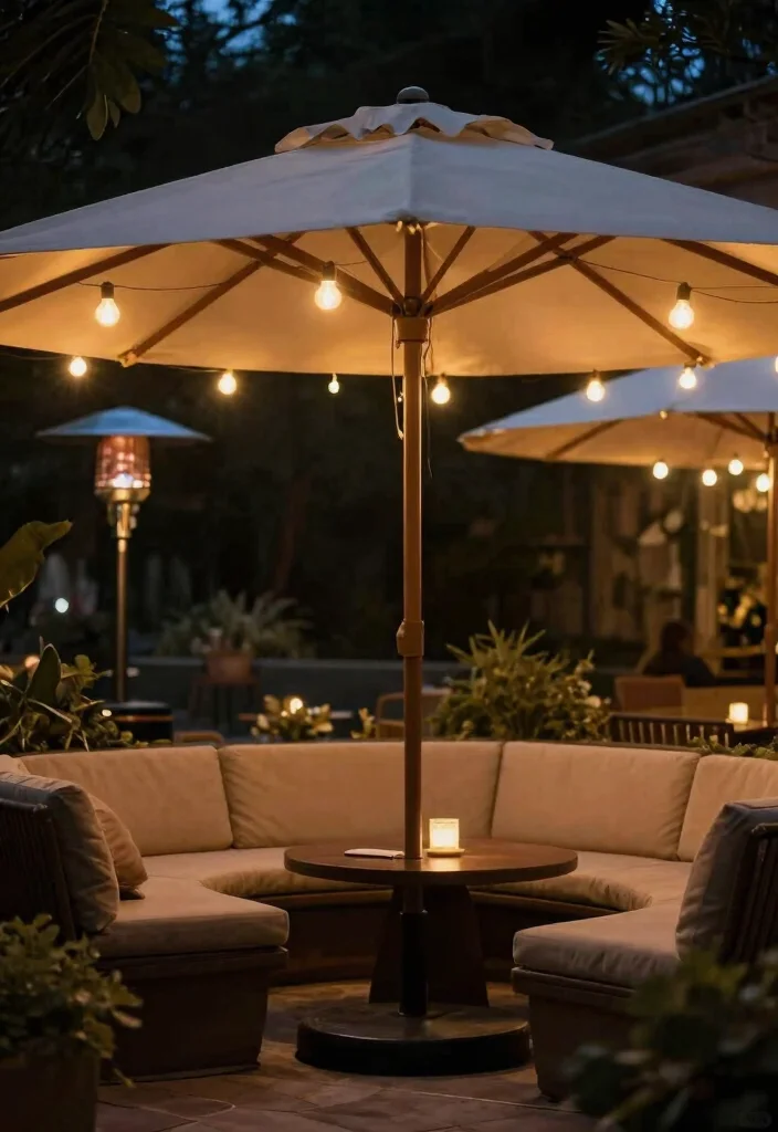15 Beautiful Shade Umbrella Patio Ideas for Cozy Nooks 15 15 Beautiful Shade Umbrella Patio Ideas for Cozy Nooks 15. Evening Elegance 0