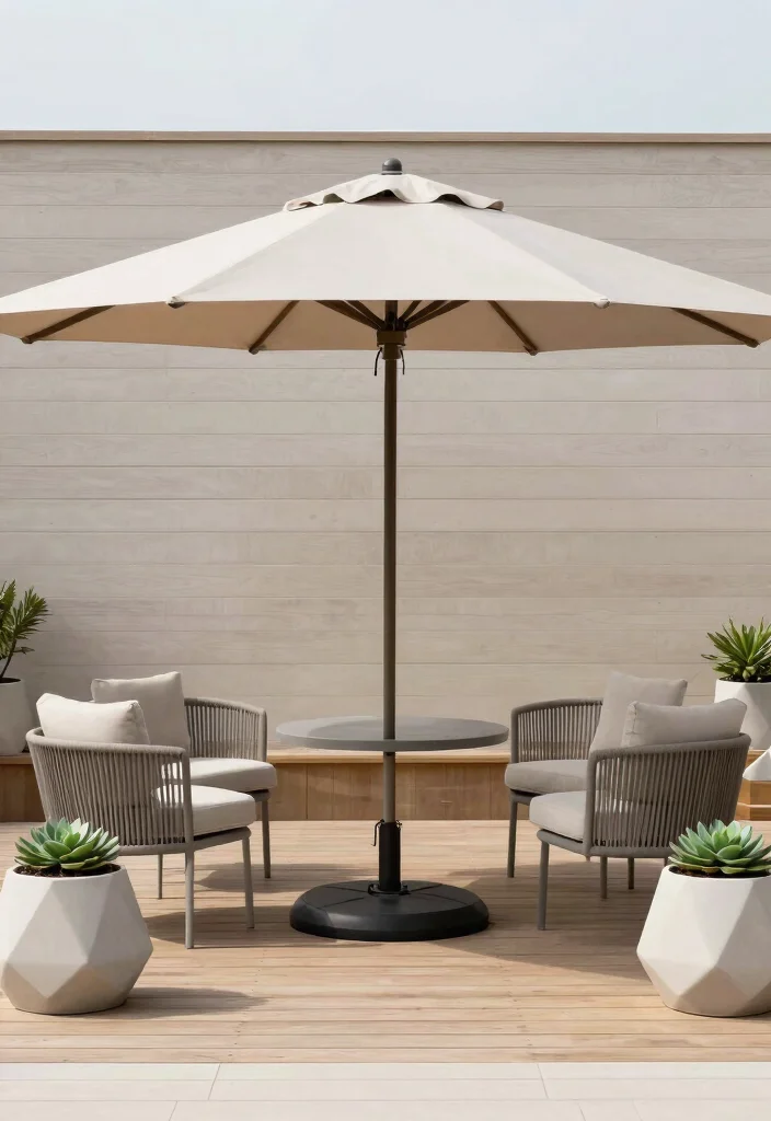 15 Beautiful Shade Umbrella Patio Ideas for Cozy Nooks 2 15 Beautiful Shade Umbrella Patio Ideas for Cozy Nooks 2. Minimalist Elegance 0