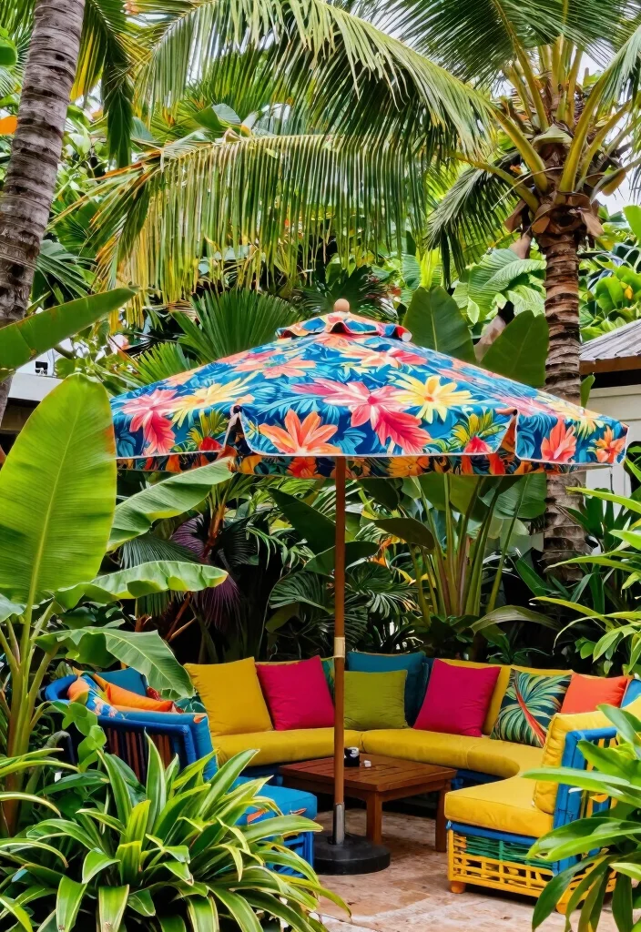 15 Beautiful Shade Umbrella Patio Ideas for Cozy Nooks 4 15 Beautiful Shade Umbrella Patio Ideas for Cozy Nooks 4. Tropical Paradise 0