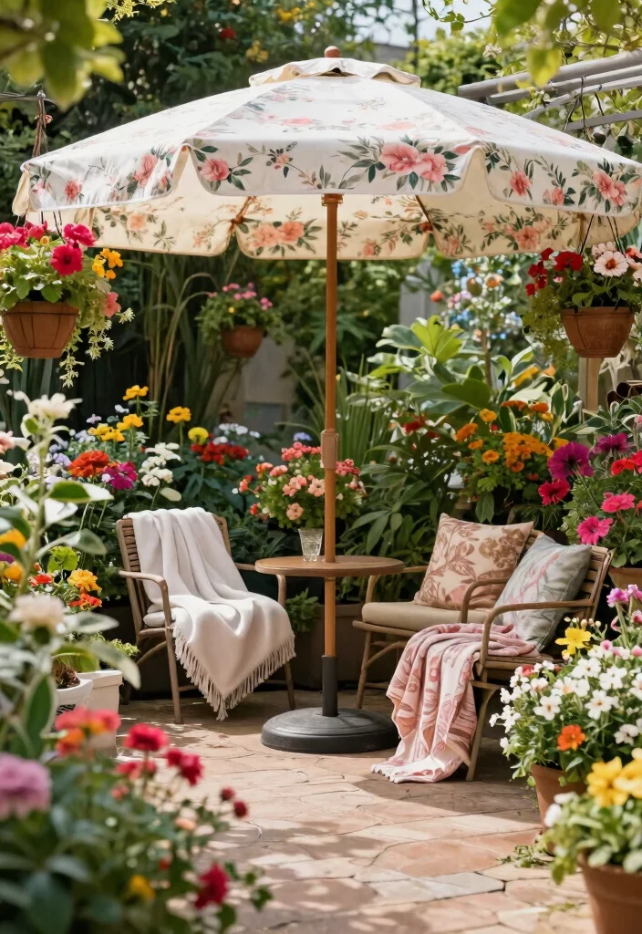 15 Beautiful Shade Umbrella Patio Ideas for Cozy Nooks 7 15 Beautiful Shade Umbrella Patio Ideas for Cozy Nooks 7. Garden Oasis 0