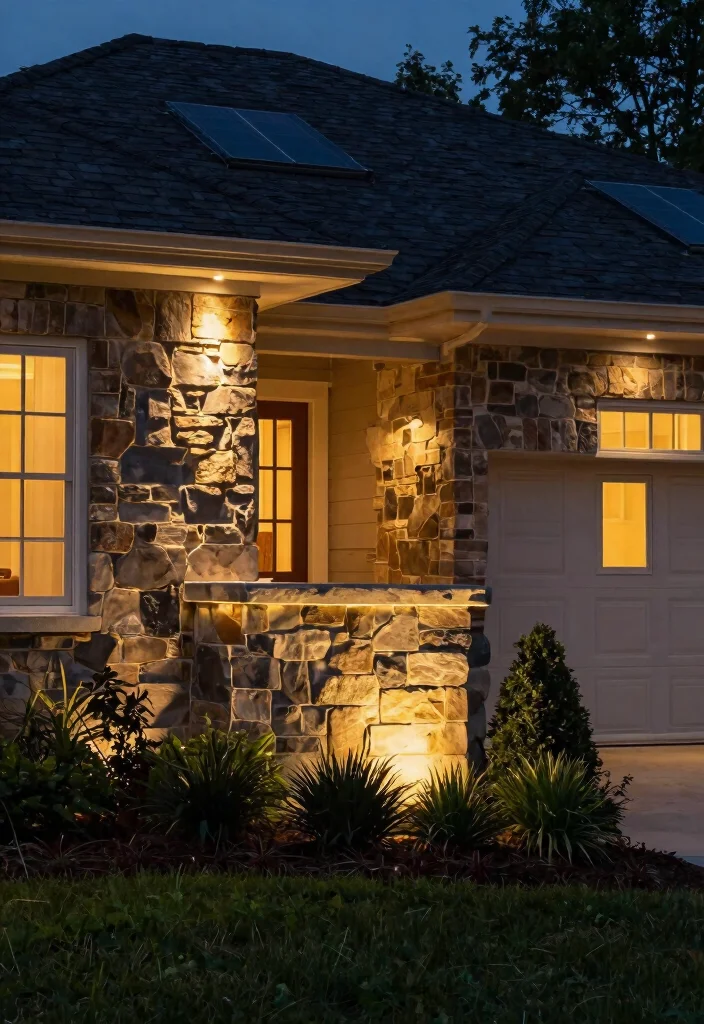 15 Breathtaking Nighttime Landscape Lighting Ideas 10. Solar Accent Lights Focusing on Highlights 0