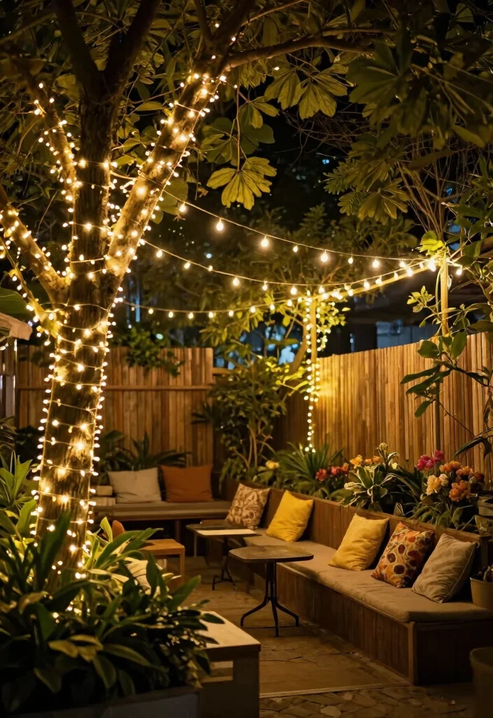 15 Breathtaking Nighttime Landscape Lighting Ideas 4. String Lights Overhead Open Air Charm 0