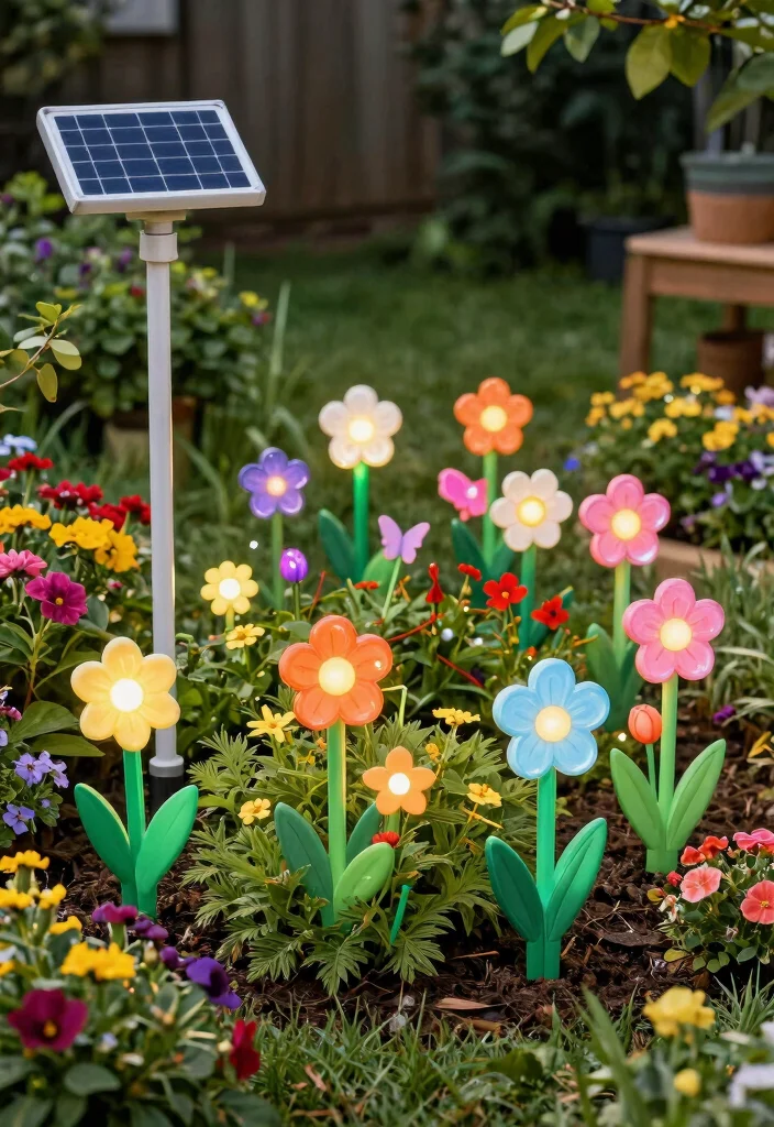 15 Breathtaking Nighttime Landscape Lighting Ideas 8. Solar Garden Stakes Simple Yet Effective 0