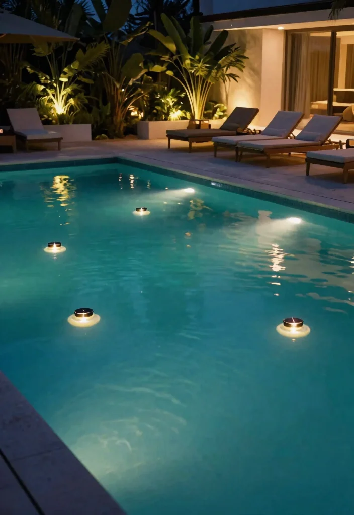 15 Breathtaking Nighttime Landscape Lighting Ideas 9. Solar Pool Lights A Splash of Elegance 0