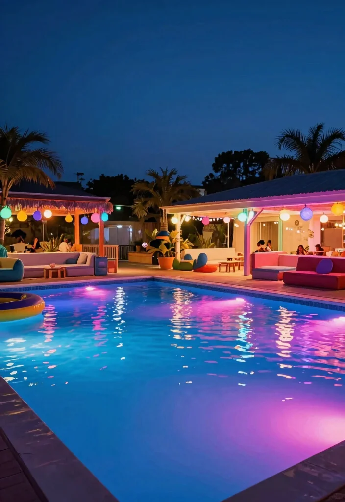 15 Dreamy Pool Landscape Lighting Ideas for Night Swims 10 15 Dreamy Pool Landscape Lighting Ideas for Night Swims 10. Mood Lighting with Color Filters 0