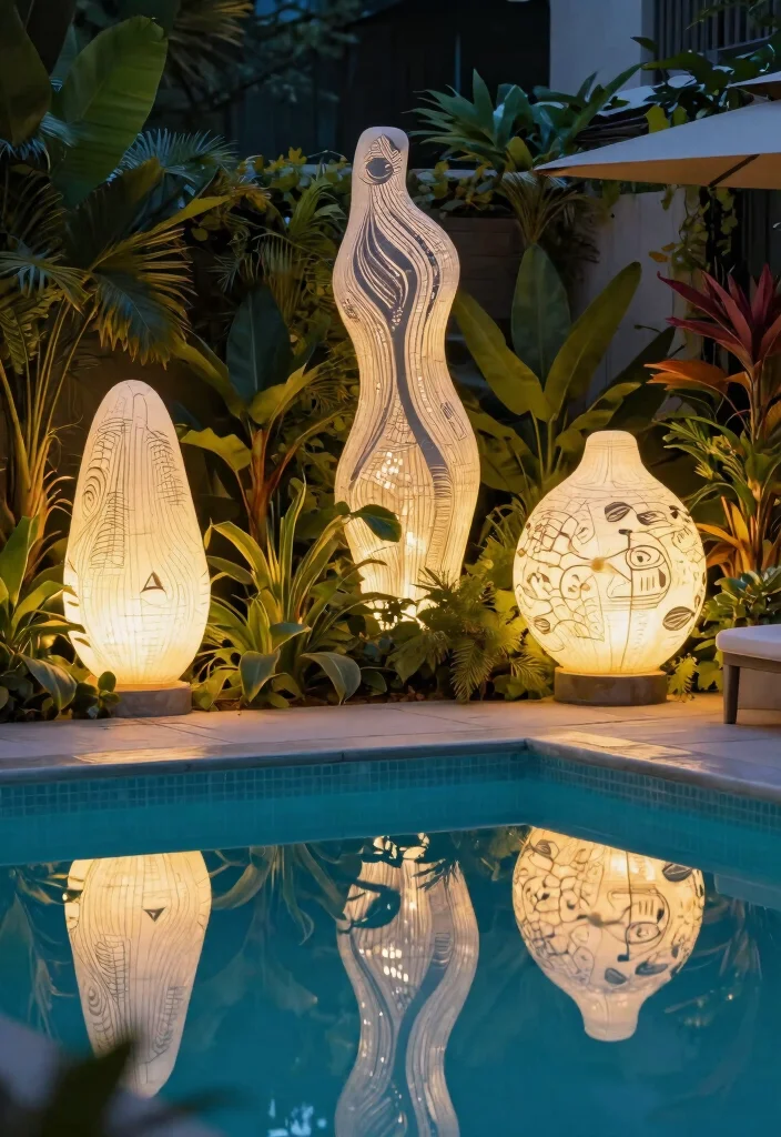 15 Dreamy Pool Landscape Lighting Ideas for Night Swims 12 15 Dreamy Pool Landscape Lighting Ideas for Night Swims 12. Artistic Light Fixtures 0