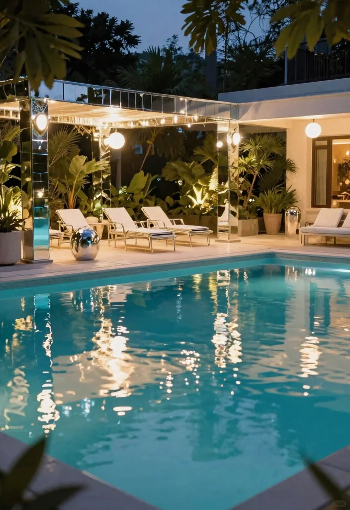 15 Dreamy Pool Landscape Lighting Ideas for Night Swims 15 15 Dreamy Pool Landscape Lighting Ideas for Night Swims 15. Reflective Materials for Enhanced Light 0