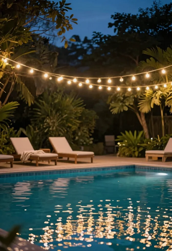 15 Dreamy Pool Landscape Lighting Ideas for Night Swims 2 15 Dreamy Pool Landscape Lighting Ideas for Night Swims 2. String Lights Over the Pool 0