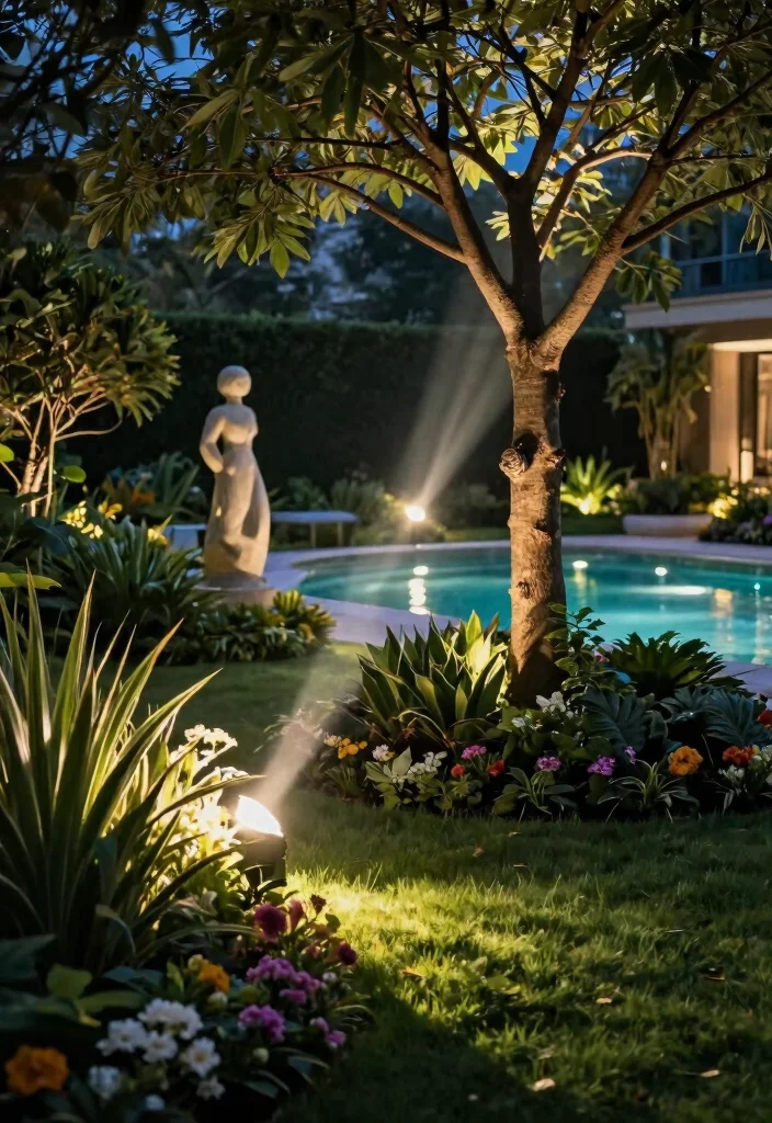 15 Dreamy Pool Landscape Lighting Ideas for Night Swims 8 15 Dreamy Pool Landscape Lighting Ideas for Night Swims 8. Highlighting Features with Spotlights 0